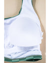 Green Checkered Print Square Neck Cropped Swim Top - 2XL