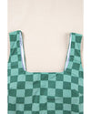 Green Checkered Print Square Neck Cropped Swim Top - 2XL