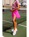 Rose Red Drawstring Elastic Waist Lined Ruffle Shorts Bikini Bottom - 2XL