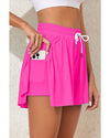 Rose Red Drawstring Elastic Waist Lined Ruffle Shorts Bikini Bottom - 2XL