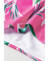 Rose Tropical Print Textured Bikini Bottoms - M