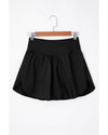 Black Solid Pocketed Crossover High Waist Swim Skort - M