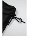 Black Drawstring Ruched High Waist Loose Swim Shorts - L