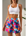 Rose Geometric Printed Drawstring Waist Beach Shorts with Pockets - 2XL