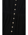 Black Button Up High Waist Long Sleeve Dress - XL