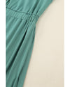 Green Button Up High Waist Long Sleeve Dress - M