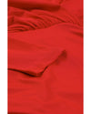 Fiery Red Long Sleeves Wrap V Neck Ruched Sheath Bodycon Dress - M