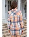 Azura Exchange Pink Plaid Roll-tab Sleeve Side Slit Shirt Dress - S
