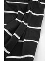 Black Striped Casual Slit Long Dress - M