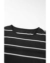 Black Striped Casual Slit Long Dress - M