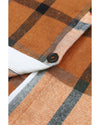 Khaki Plaid Pattern Collared Neck Ruffled Sleeve Shirt Dress - XL