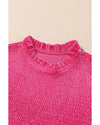 Rose Frilled Neck Smocked Bodice Velvet Dress - L