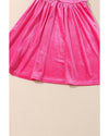Rose Frilled Neck Smocked Bodice Velvet Dress - L
