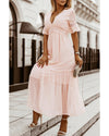 Swiss Dot Lace Trim Maxi Dress - 2XL