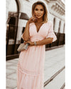 Swiss Dot Lace Trim Maxi Dress - 2XL