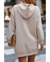 Parchment Drawstring Kangaroo Pocket Quilted Hooded Dress - S