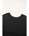 Black V Neck Hidden Pocket Splits Maxi T-shirt Dress - L