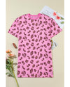 Pink Leopard Mineral Wash Side Pocket Shift Mini Dress - S