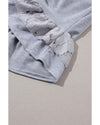 Light Grey Lace Floral Patchwork Ruffled T-shirt Dress - S