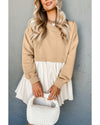 Pale Khaki Sweatshirt Poplin Mini Dress - L