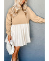Pale Khaki Sweatshirt Poplin Mini Dress - L