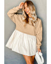 Pale Khaki Sweatshirt Poplin Mini Dress - M