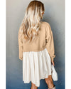 Pale Khaki Sweatshirt Poplin Mini Dress - M