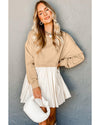 Pale Khaki Sweatshirt Poplin Mini Dress - M