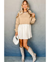 Pale Khaki Sweatshirt Poplin Mini Dress - M