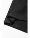 Black Notched Neck Pleated Puff Sleeve Shift T-shirt Dress - S