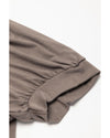 Desert Palm Notched Neck Pleated Puff Sleeve Shift T-shirt Dress - S