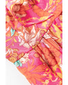 Pink Floral Square Neck Ruffle Sleeve Tiered Dress - M