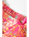 Pink Floral Square Neck Ruffle Sleeve Tiered Dress - M