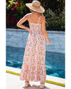 White Boho Floral Smocked Ruffled Maxi Dress - XL