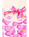Rose Floral Print Square Neck Empire Waist Flowy Dress - M