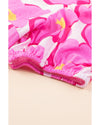 Rose Floral Print Square Neck Empire Waist Flowy Dress - XL