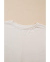 White Floral Crochet Splicing Sleeve T Shirt Dress - M