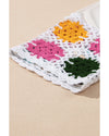 White Floral Crochet Splicing Sleeve T Shirt Dress - S