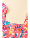 Pink Floral Print Sleeveless Ruffle Tiered Maxi Dress - XL