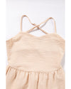 Oatmeal Crossover Backless Bodice Tiered Maxi Dress - M