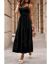 Black Crossover Backless Bodice Tiered Maxi Dress - L