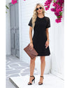 Black Contrast Lace Raglan Sleeve Pleated Detail Shift Dress - XL
