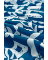 Blue Ricrac Trim Split Neck Floral Loose Dress - M