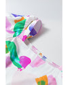 Purple Abstract Print Puff Sleeve Smocked Back Midi Dress - L