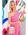Strawberry Pink Asymmetric Puff Sleeve Smocked Bodice Tiered Midi Dress - XL
