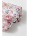 Pink Floral Puff Sleeve Square Neck Smock Ruffled Dress - L