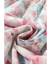 Pink Floral Puff Sleeve Square Neck Smock Ruffled Dress - M