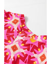 Strawberry Pink Geo Print V-neck Maxi Dress - M