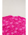 Rose Red Floral Print Pleated Drawstring Flowy Midi Dress - M