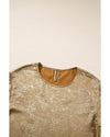 Gold Metallic Luster Crewneck Mini T-Shirt Dress - M